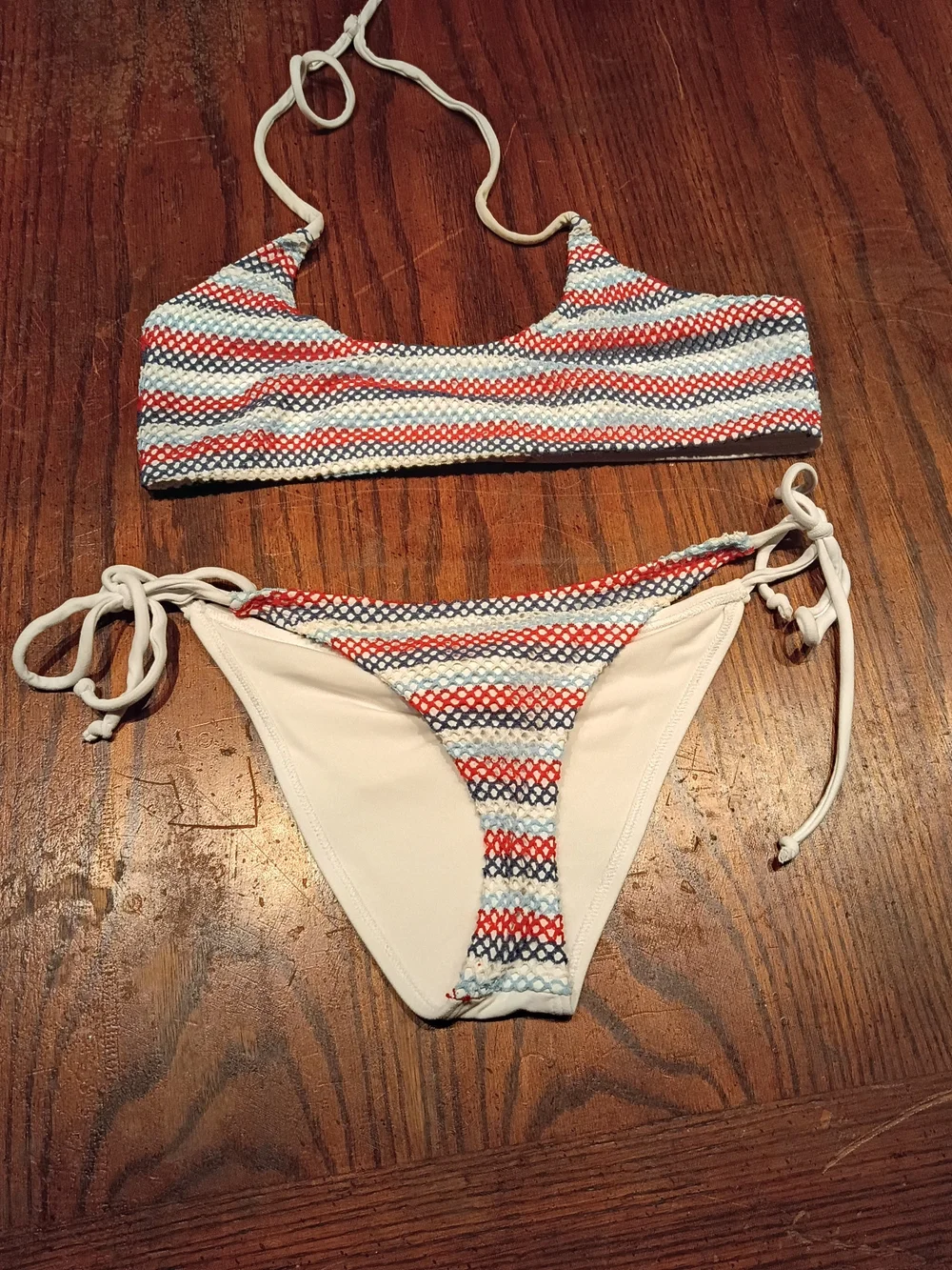 Yandy Red White & Blue Crochet-Trim Bikini